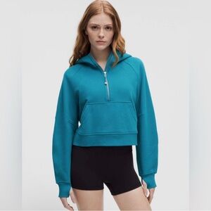 lululemon athletica Teal Cropped Half-Zip Hoodie